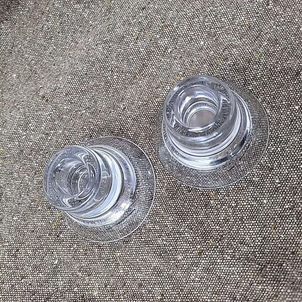 Vintage IKEA Clear Glass 2 Way Candle Holders Lot 2 K&M Hagberg With Sticker 2